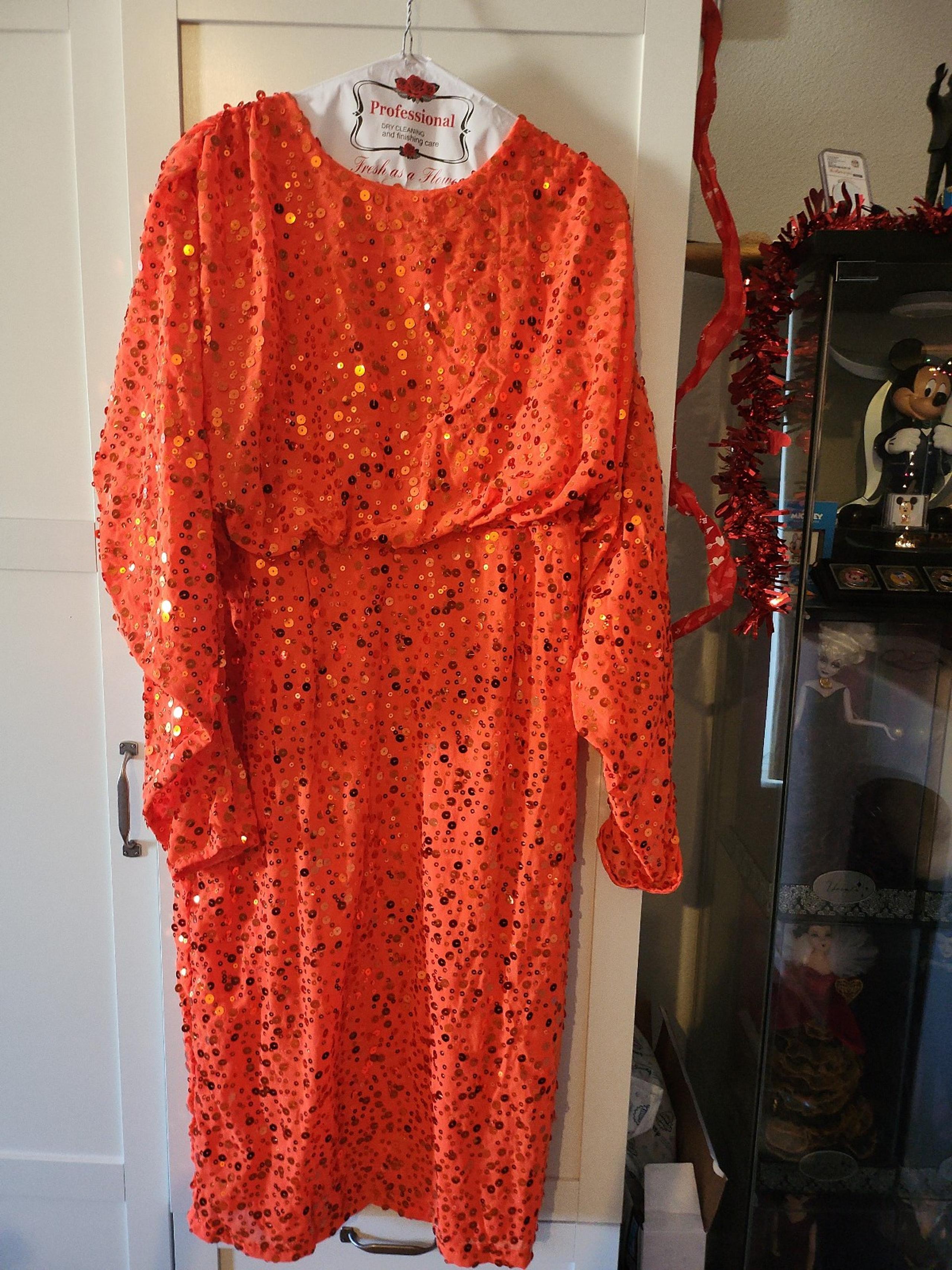 Orange  boo hoo sequined dress