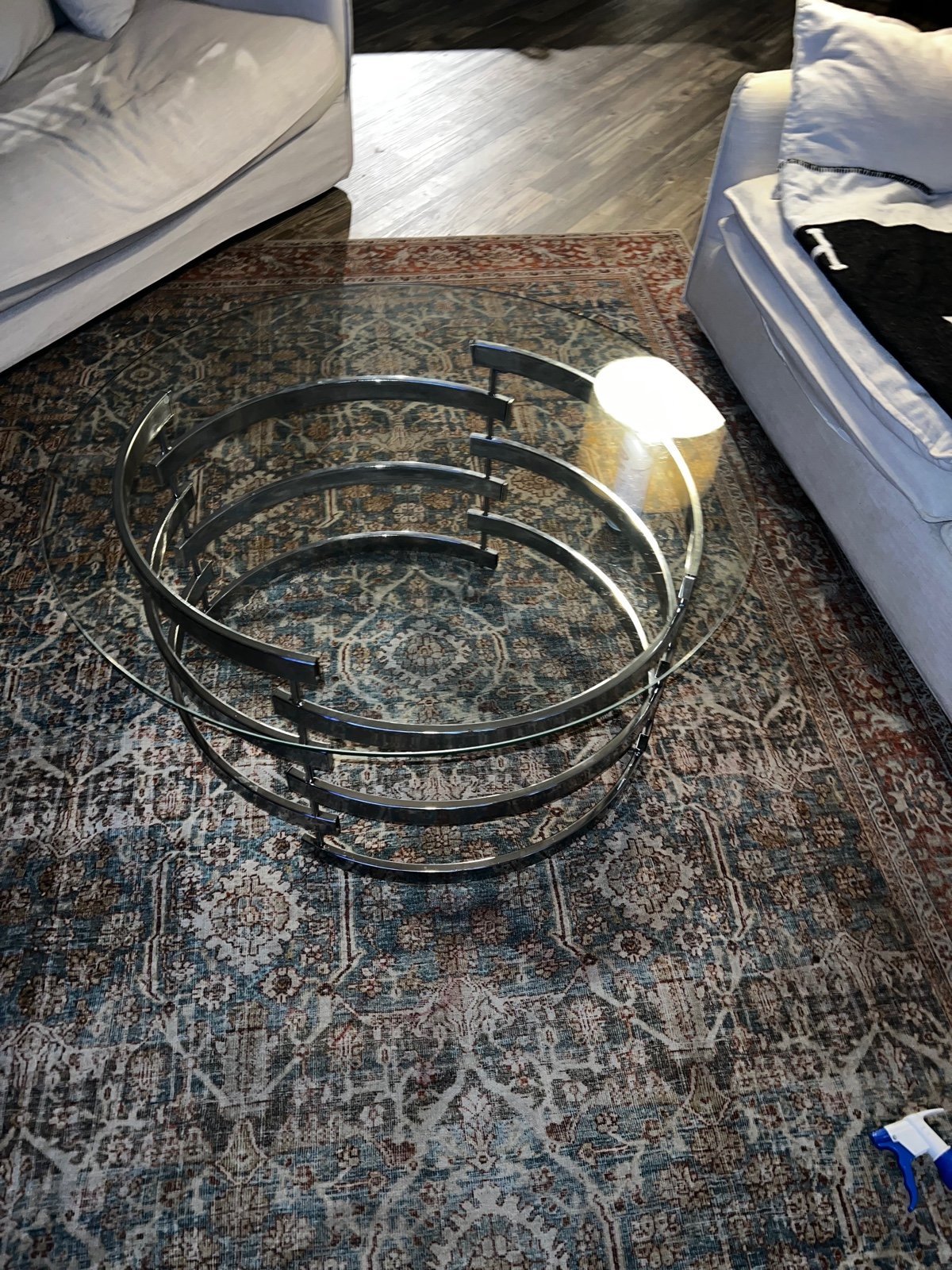 Lucky Brand Belt solid brass coffee table glass top