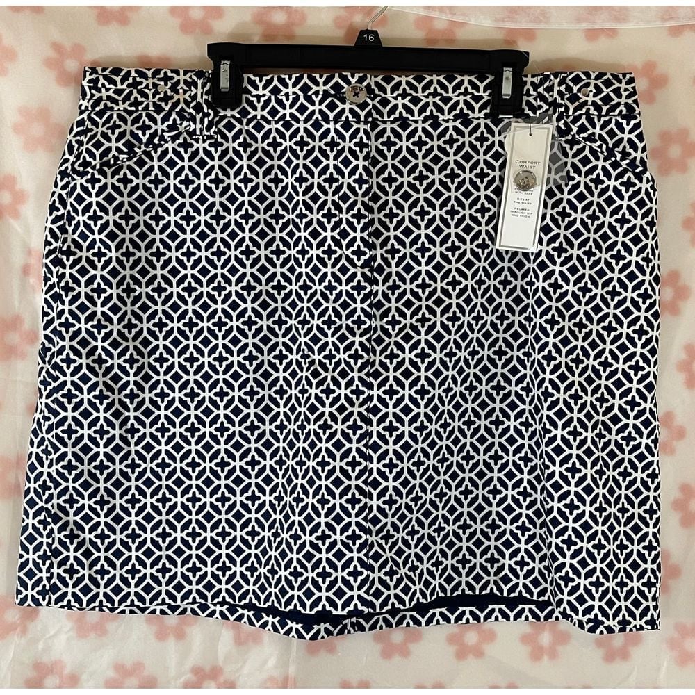 Charter Club New Navy White Geometric Print Golf Skort with Built-in Shorts 18W