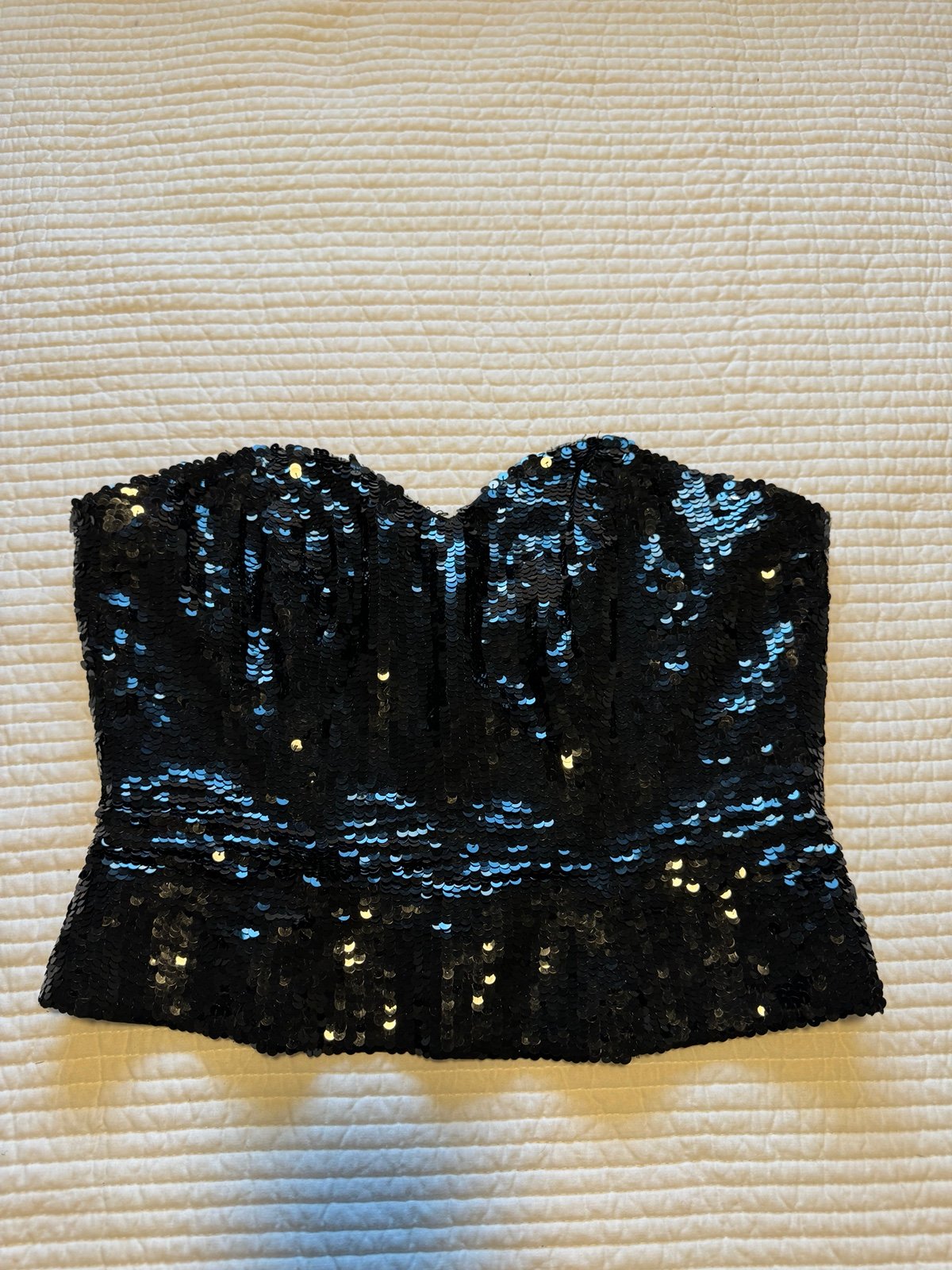 Vintage Neiman Marcus Silk Sequin Corset Top