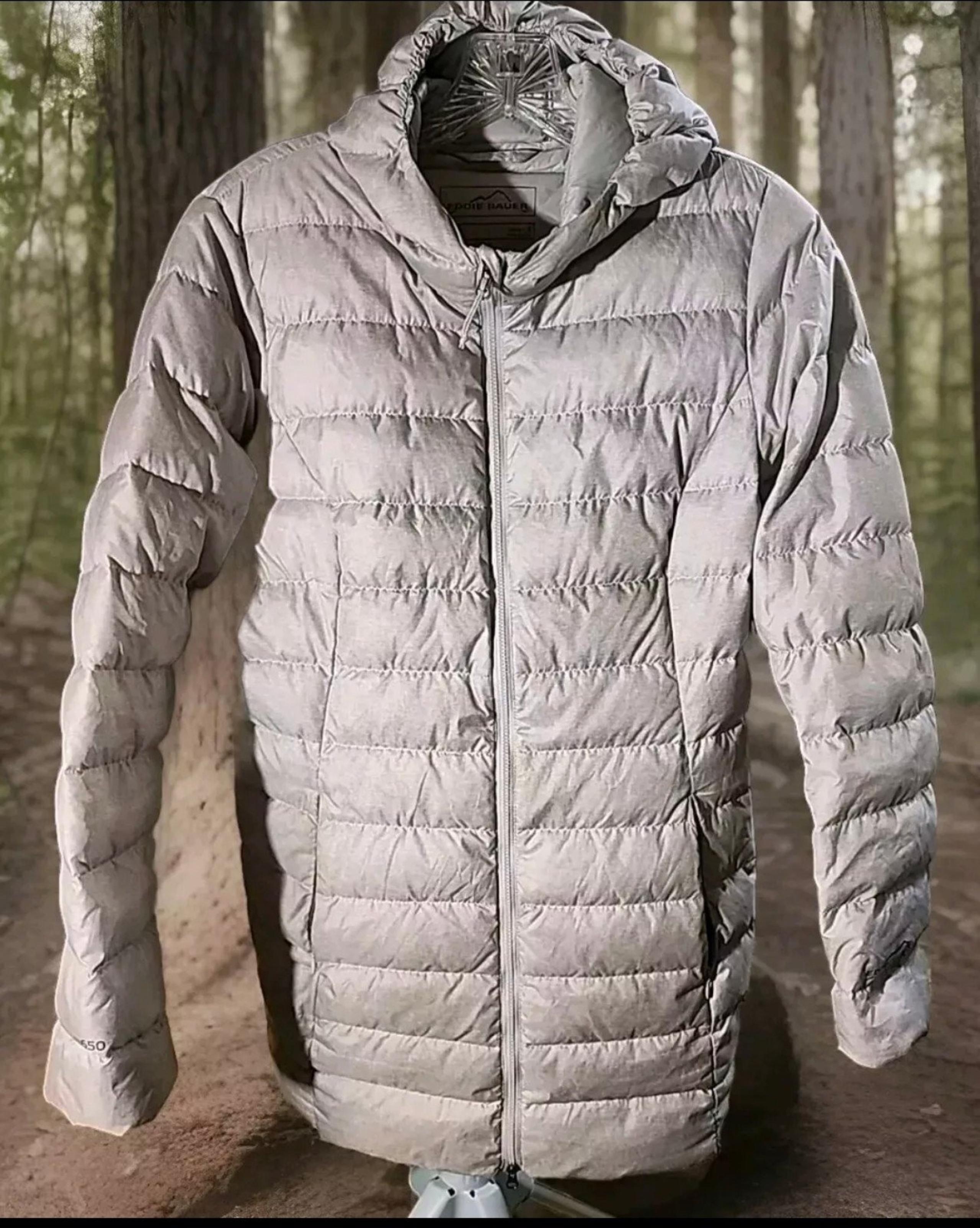 Eddie Bauer Womens Packable 650 Down Puffer Hood Jacket Tan Lightweight - Small