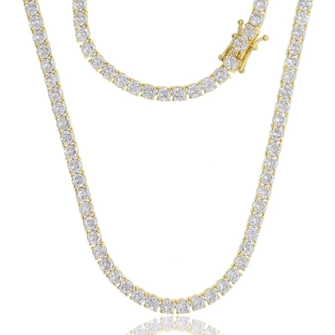 4mm 24k Plated Men’s Iced Out Tennis Chain