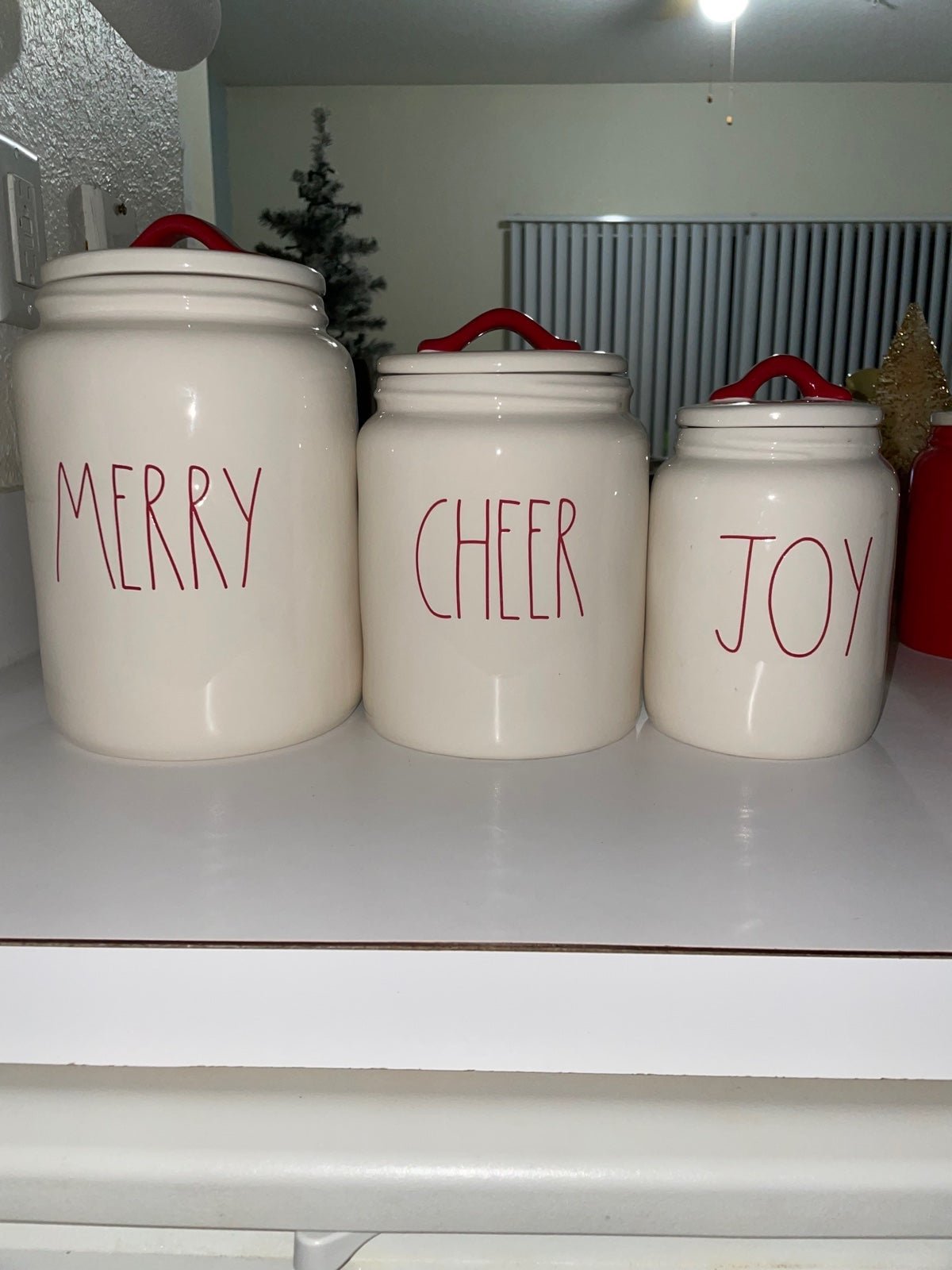 Rae Dunn Merry Cheer Joy Canister set