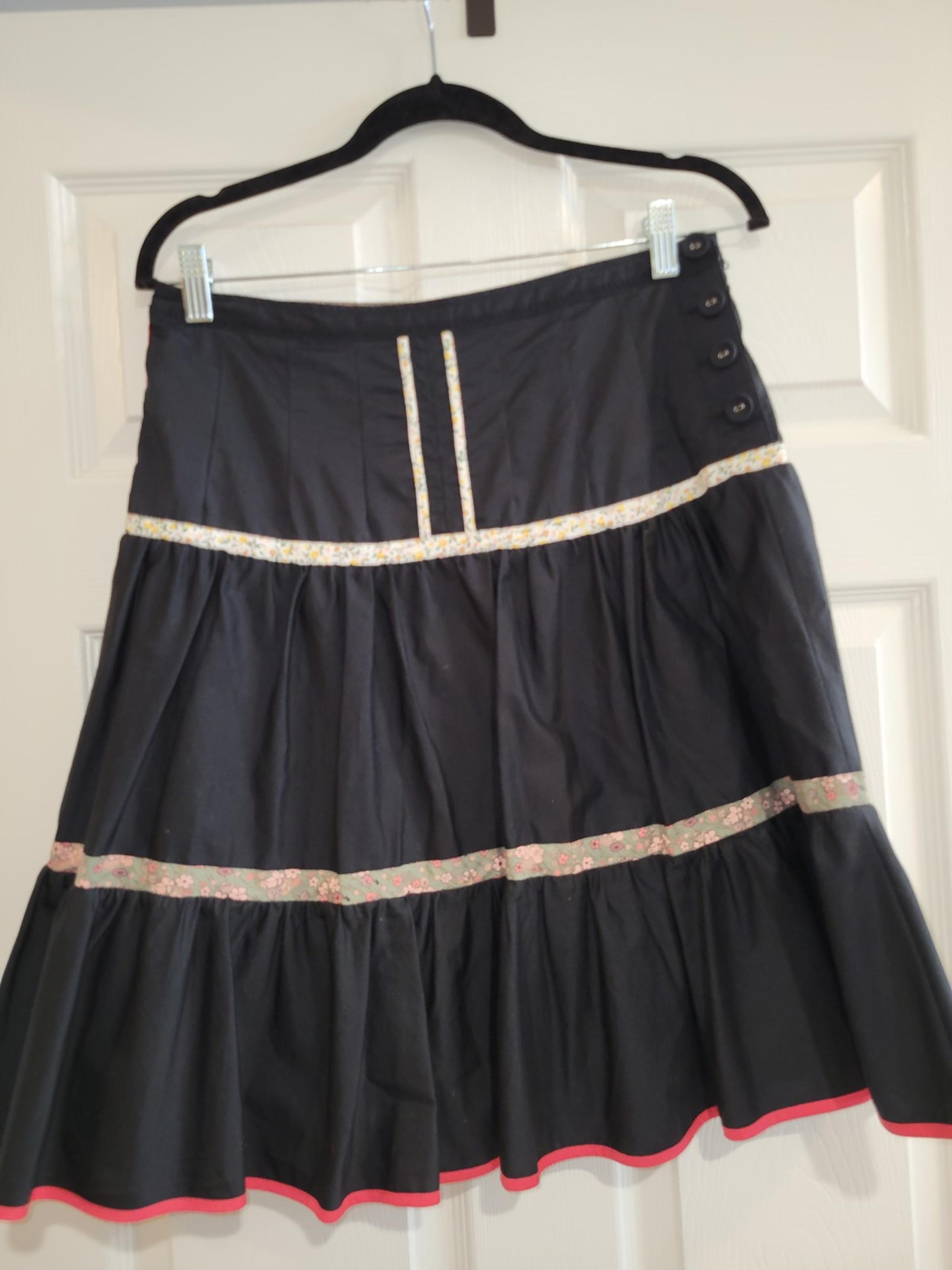 Anthropologie Elevenses Womens Somerville Ribbon Tiered Trimmed Cotton Skirt
