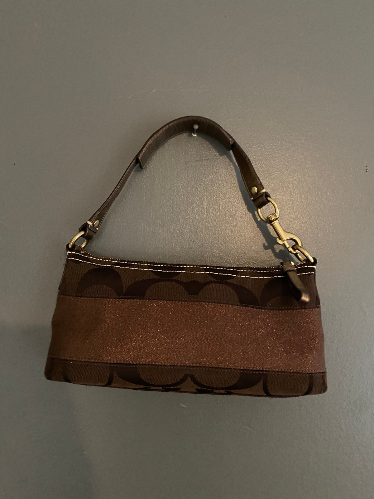 Bronze coach shoulder bag