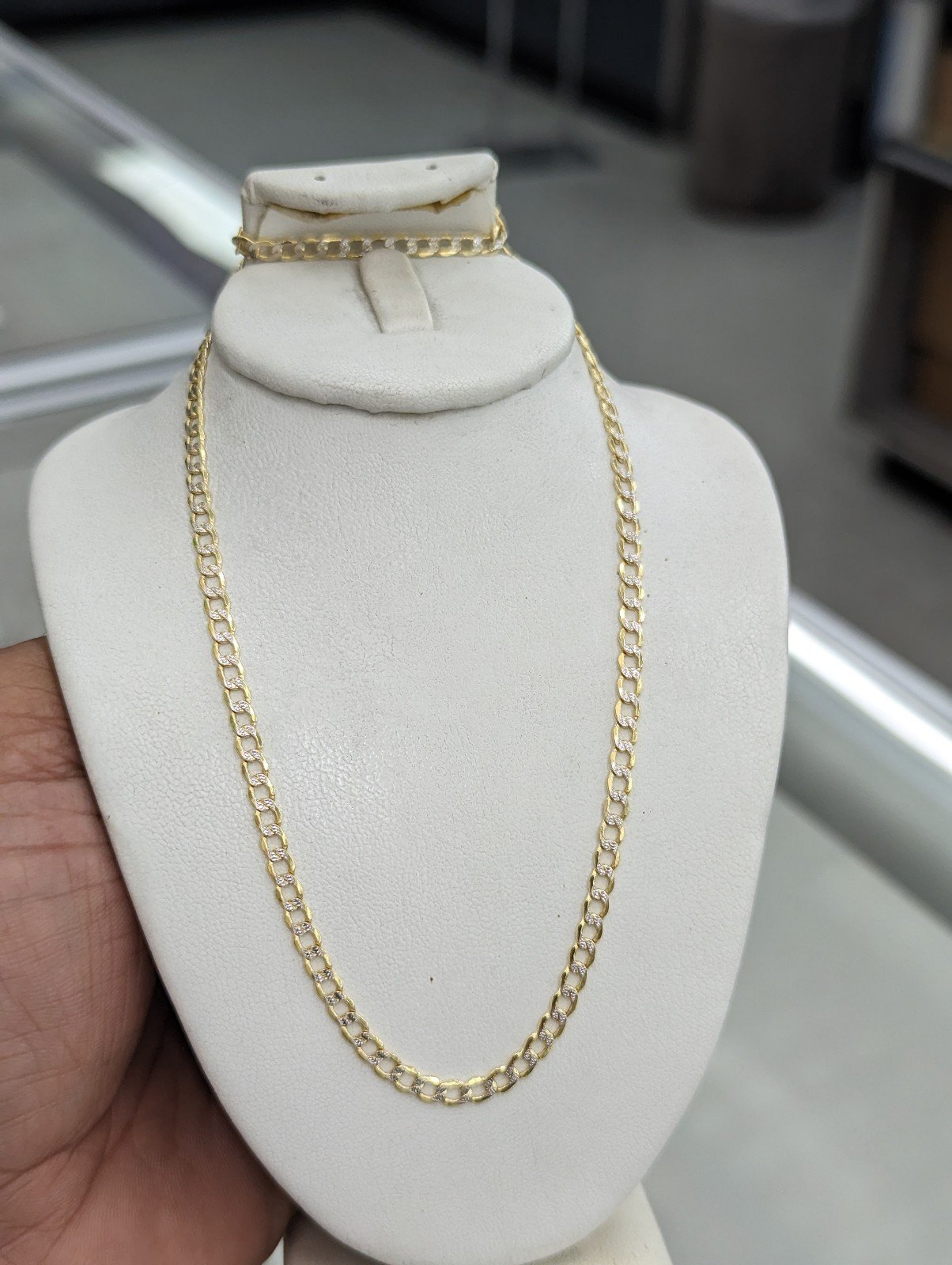 10kt Real Gold Cuban Diamond Cut 3.4mm 16 inches