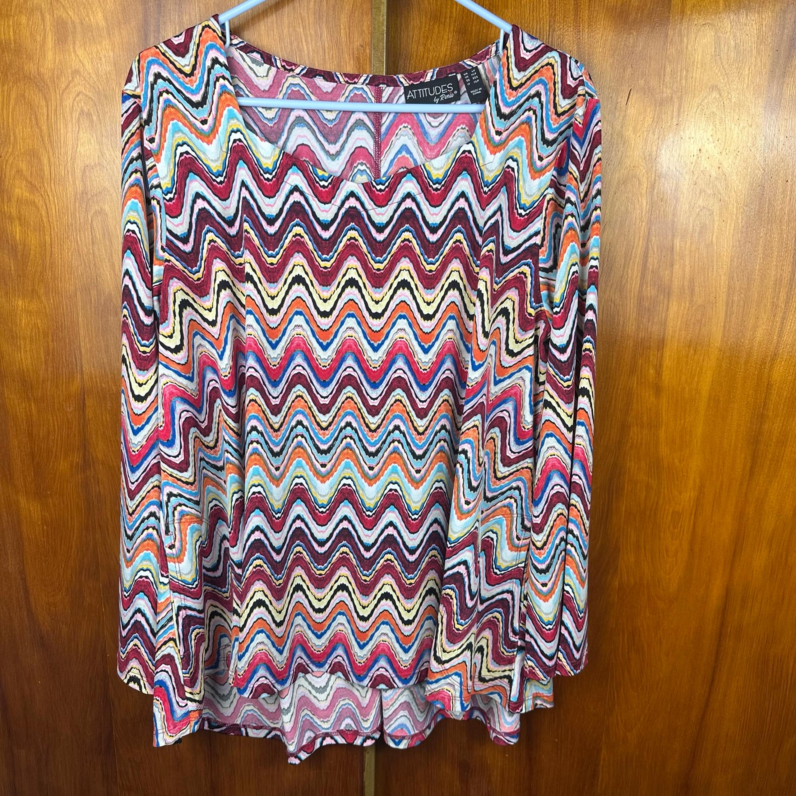 Attitudes by Renee women’s Red and yellow Graphic Blouse LP