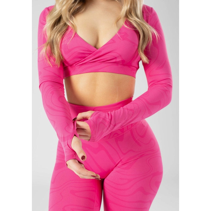 Paragon Fitwear Pink RecStretch DesB Infinite Reversible Long Sleeve Bra Large