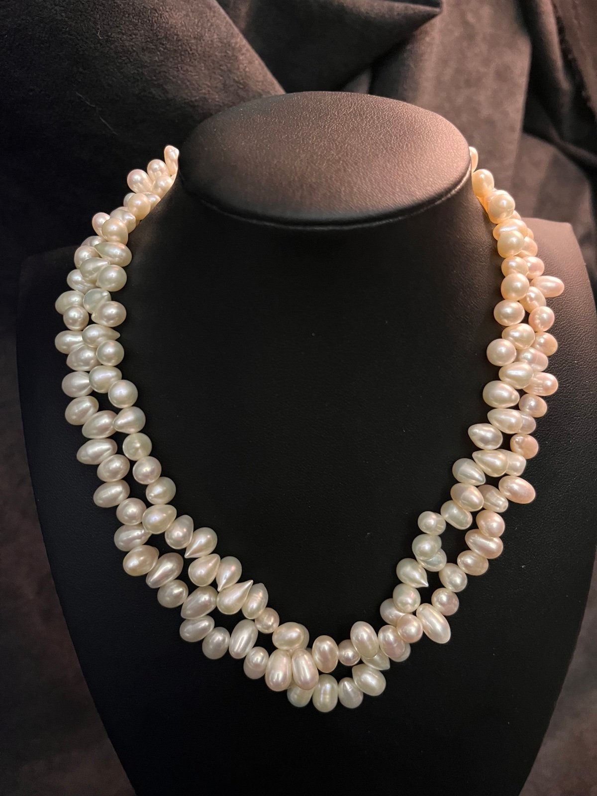 Vintage real waterdrop pearls necklace singed
