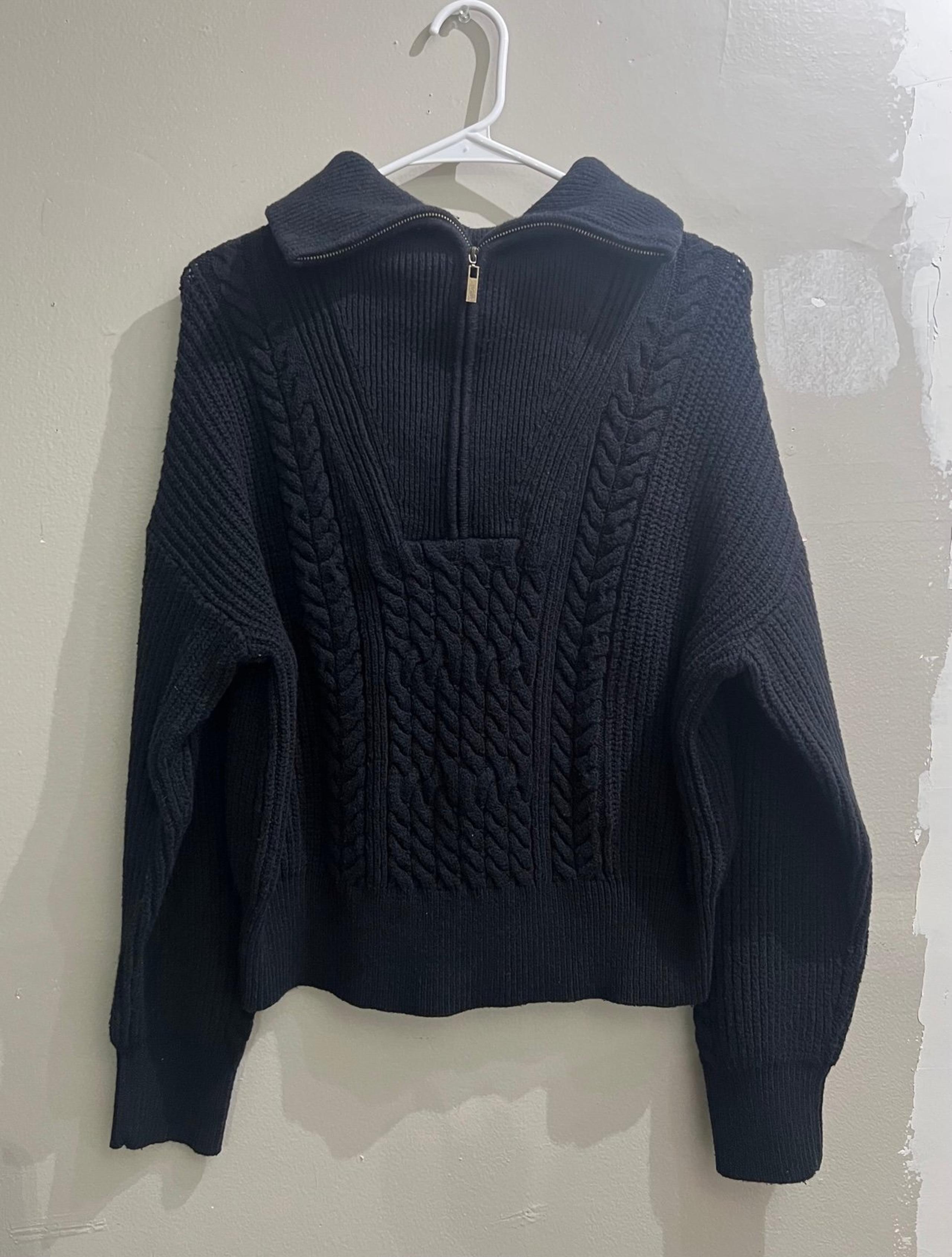 Nili Lotan Women’s Black Knit Quarter Zip Sweater