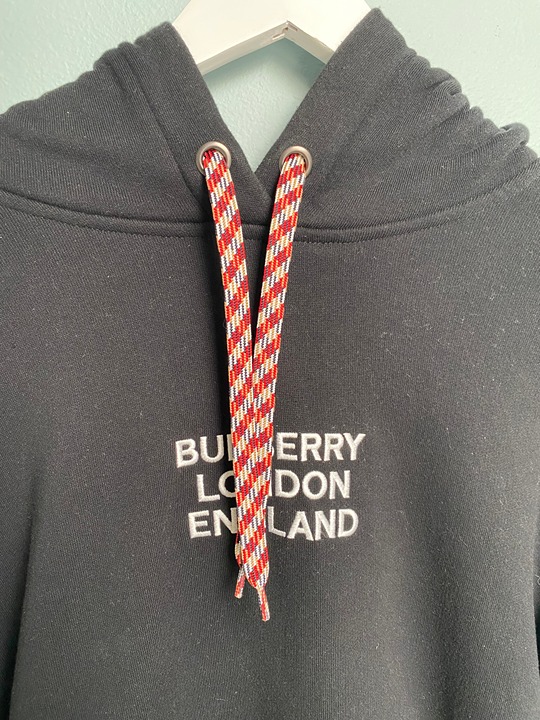 Burberry Logo Embroidered Hoodie Size Large SOLD OUT