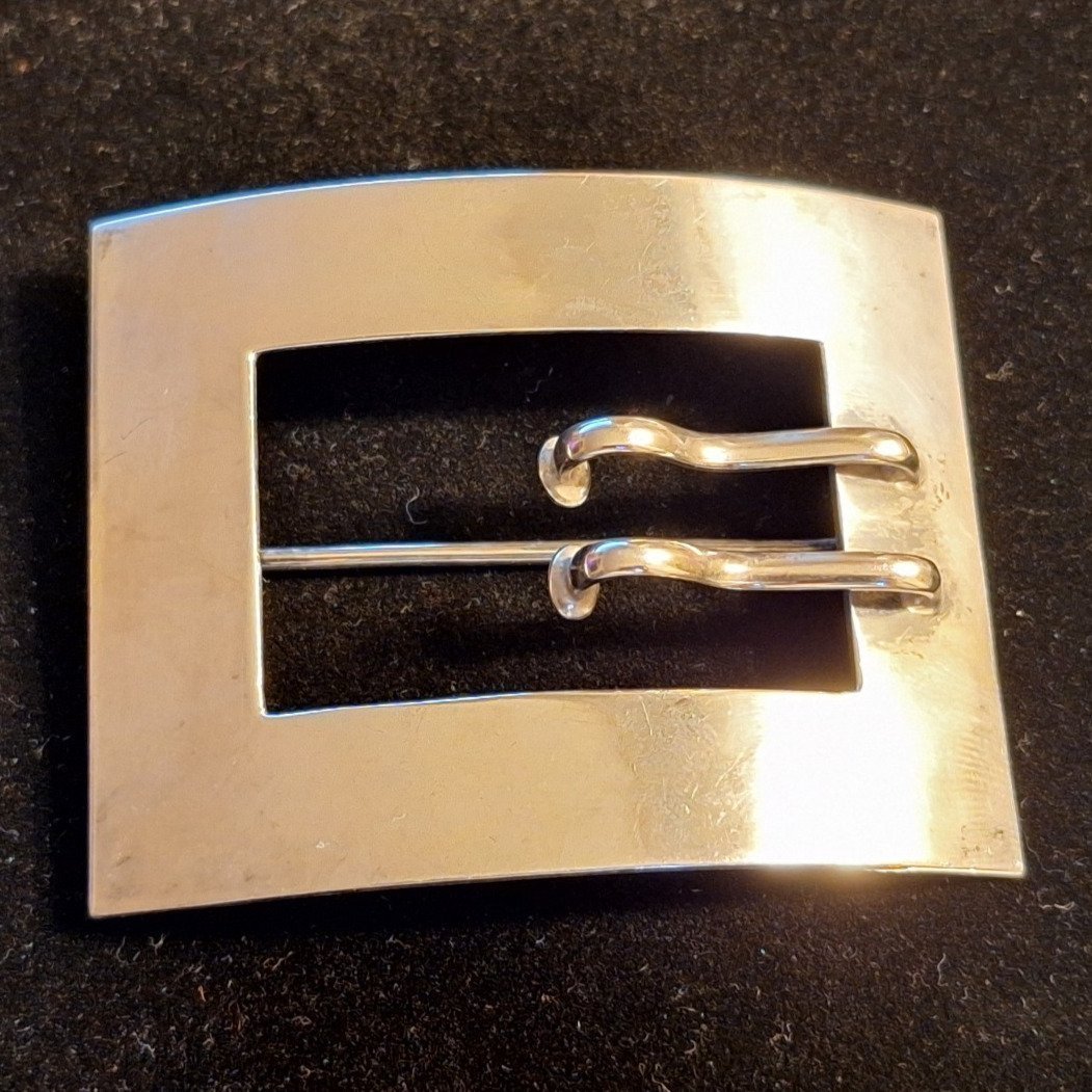 Sterling Silver 925 Belt Buckle Pin / Brooch - Large Vintage Statement Piece