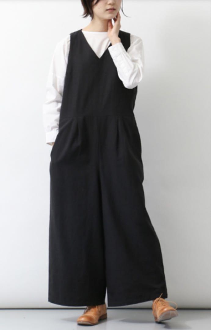 Kagure Linen Cotton Salopette Overall (Black)