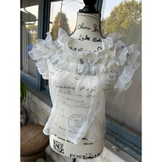 vintage 80s sheer ruffled ivory blouse