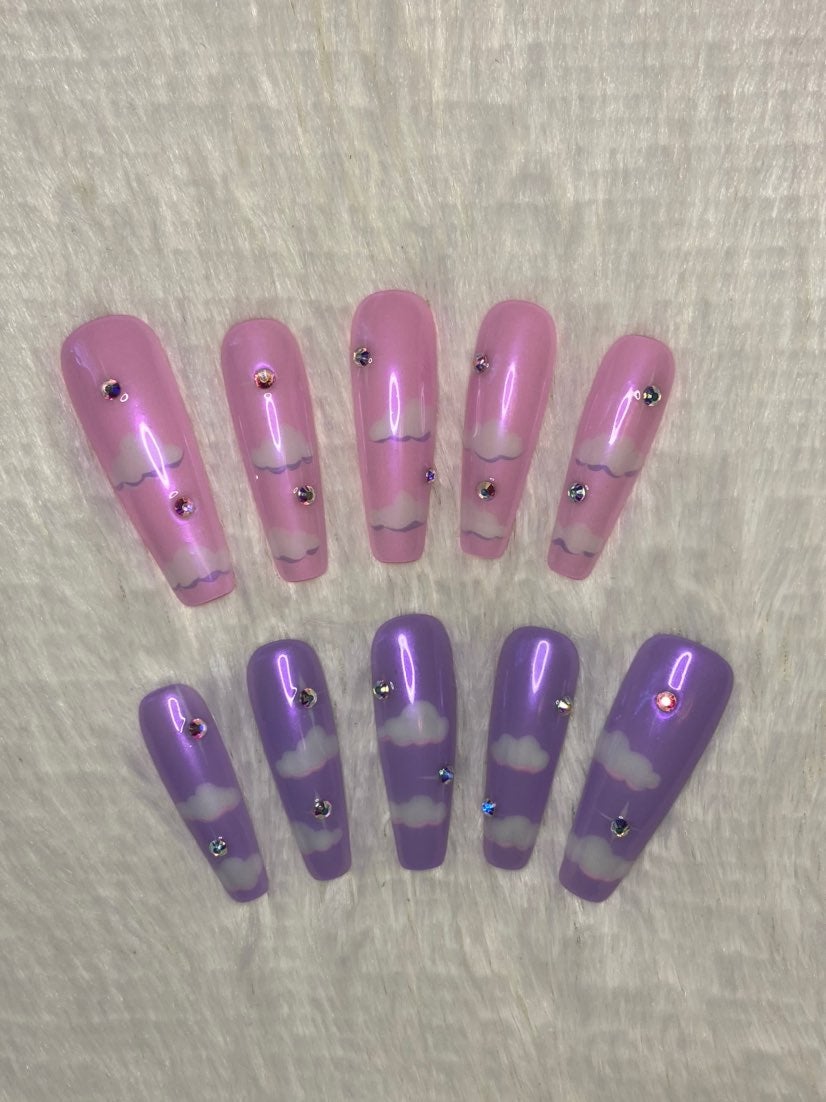 Pastel Clouds Press On Nails
