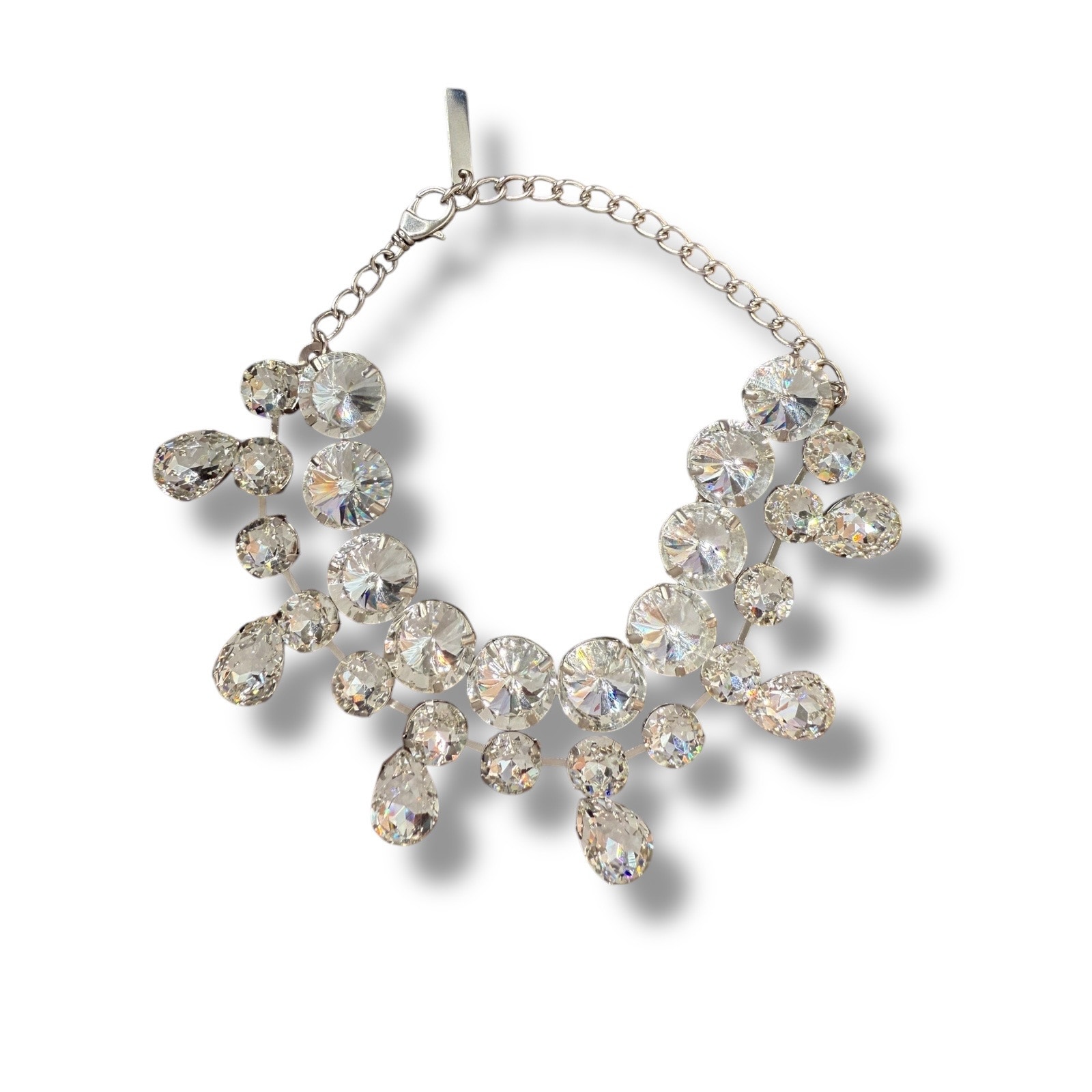 AREA Silver Crystal Watermelon Seed Choker 10-14 inch