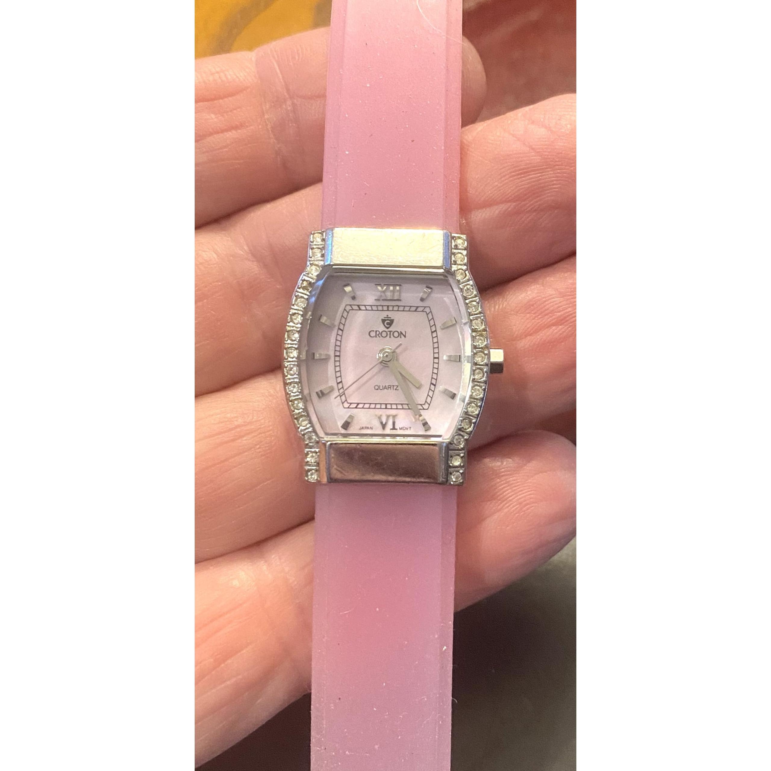 Women's Croton Watch, Lavender Tint MOP Face, Translucent Band, Crystal Accents