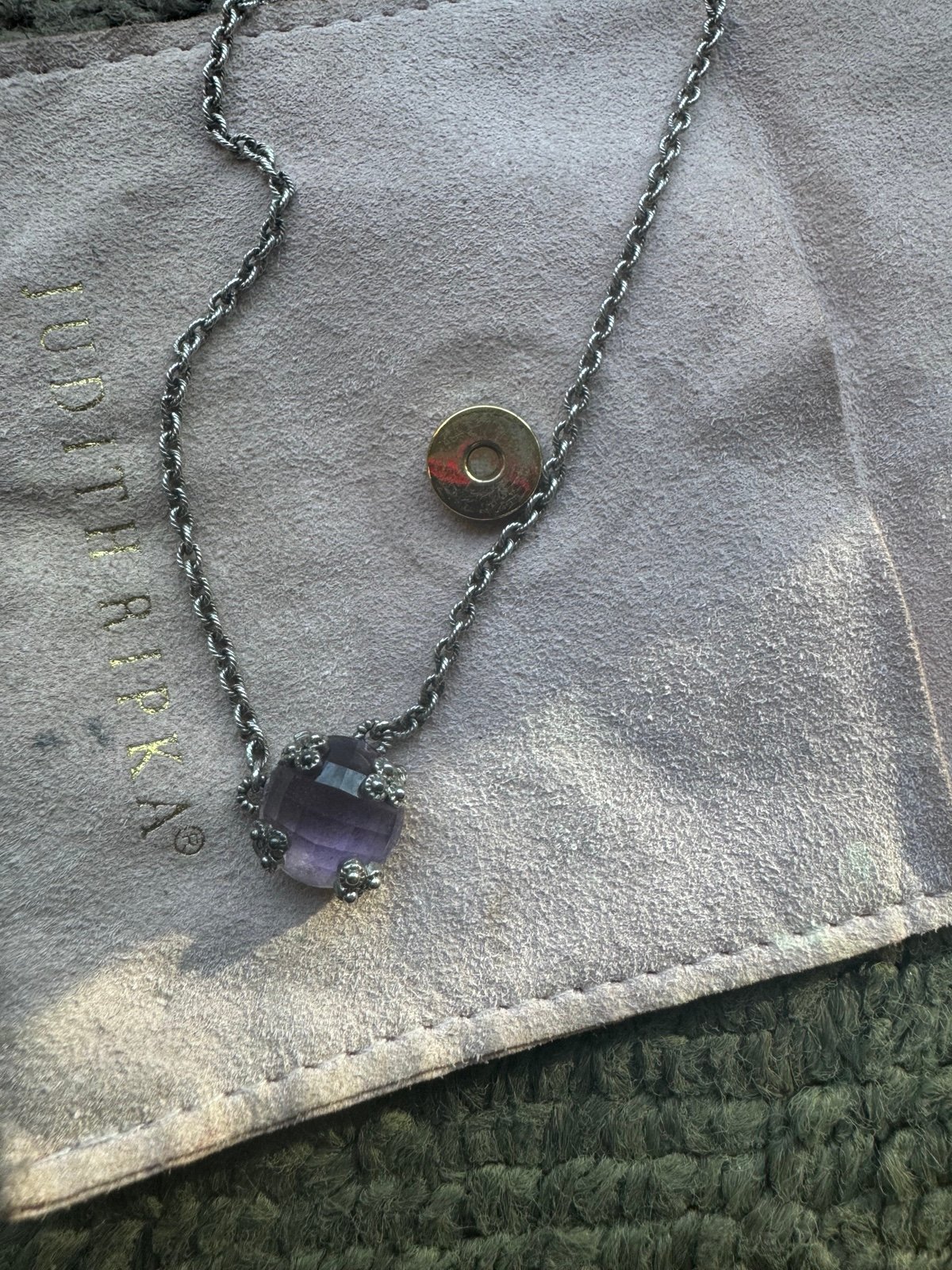 Judith RIPKA NECKLACE - Amethyst Crystal Pendant