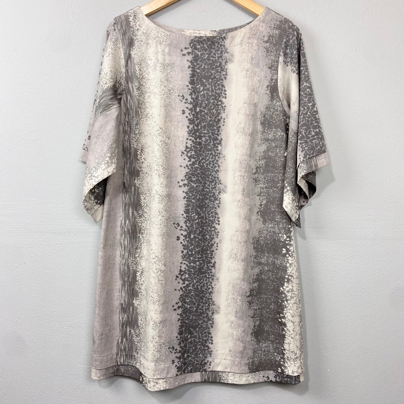 Shift Dress Abstract Print Casual Tunic Dress Short Sleeve Dress