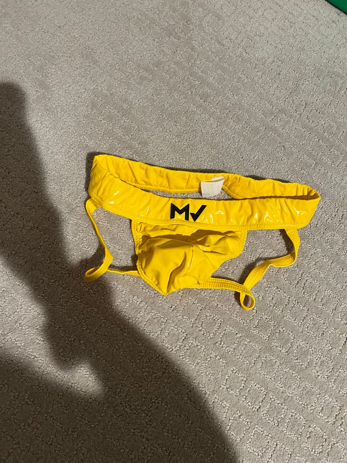 yellow modus vivendi latex jockstrap