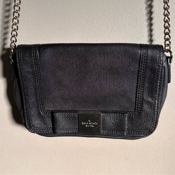 Kate Spade black leather gold chain crossbody