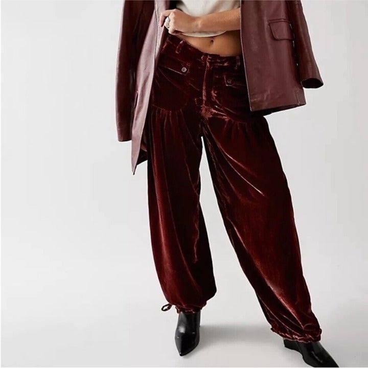 New Free People Lotus Jeans Cargo Velvet Pants High Rise Wide Leg We The Free