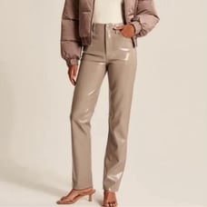 Abercrombie 90’s straight pants beige leather