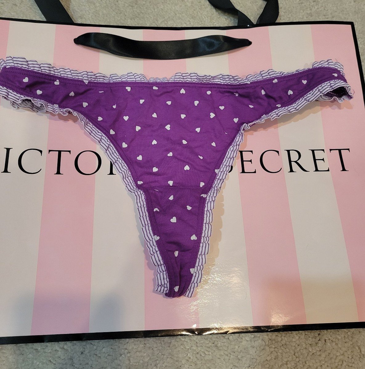 Victoria's Secret PINK Purple Hearts Thong Panties