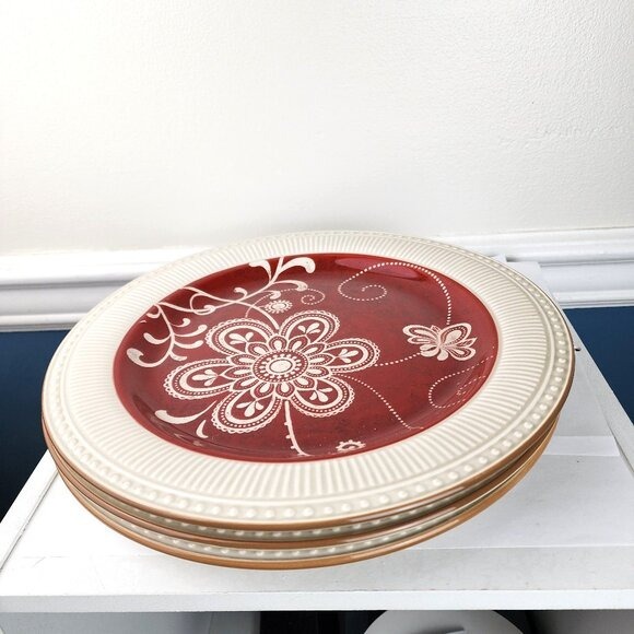 Pier 1 Maribeth Ironstone 11 Dinner Plates Lot of Three