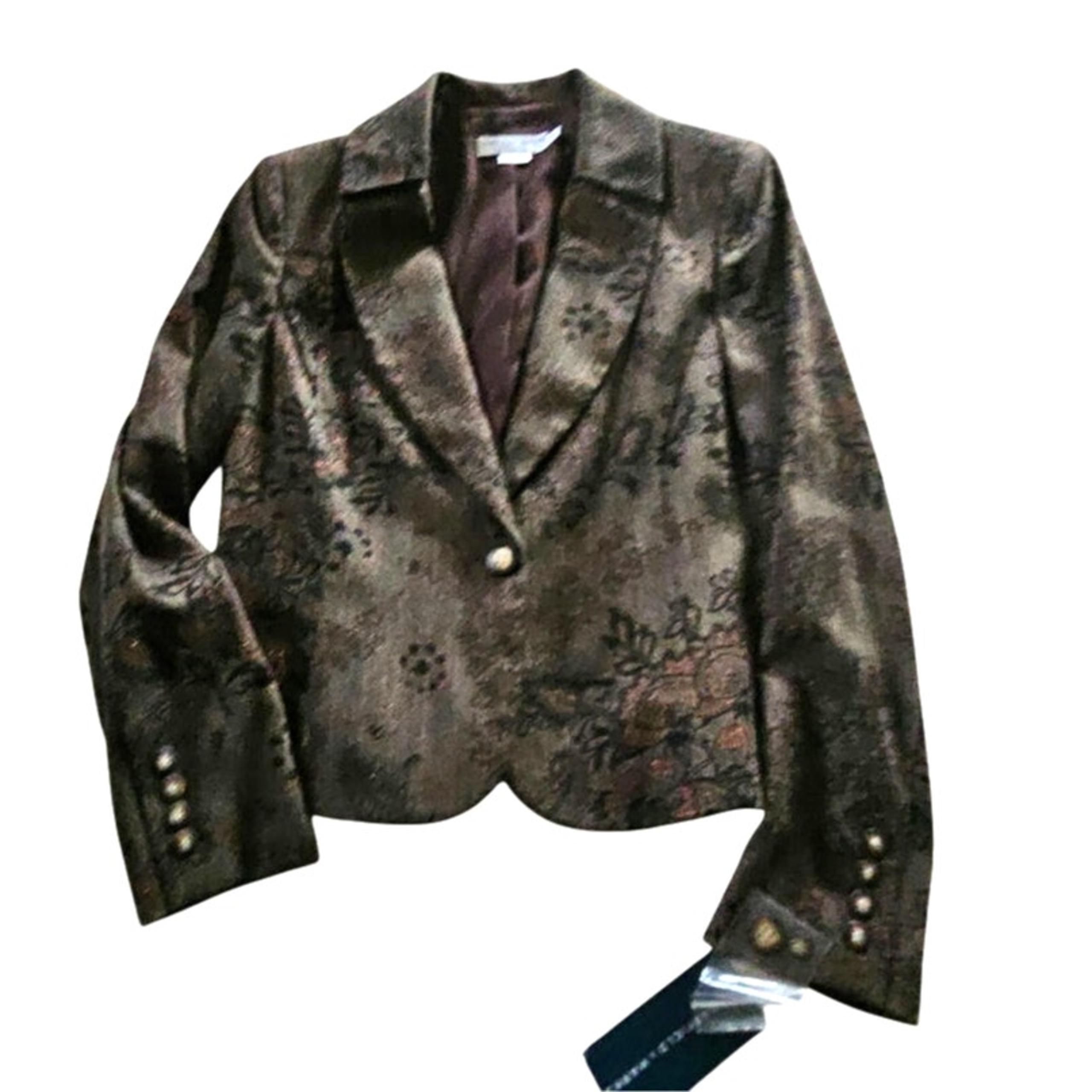 Garfield Marks Petite Blazer Size 6 Floral and Brown Fitted Floral Gold