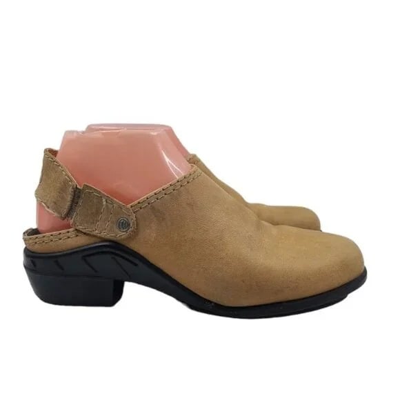 Ariat Women's Tan Leather Block Heel Classic Slingback Mules Size 6.5M