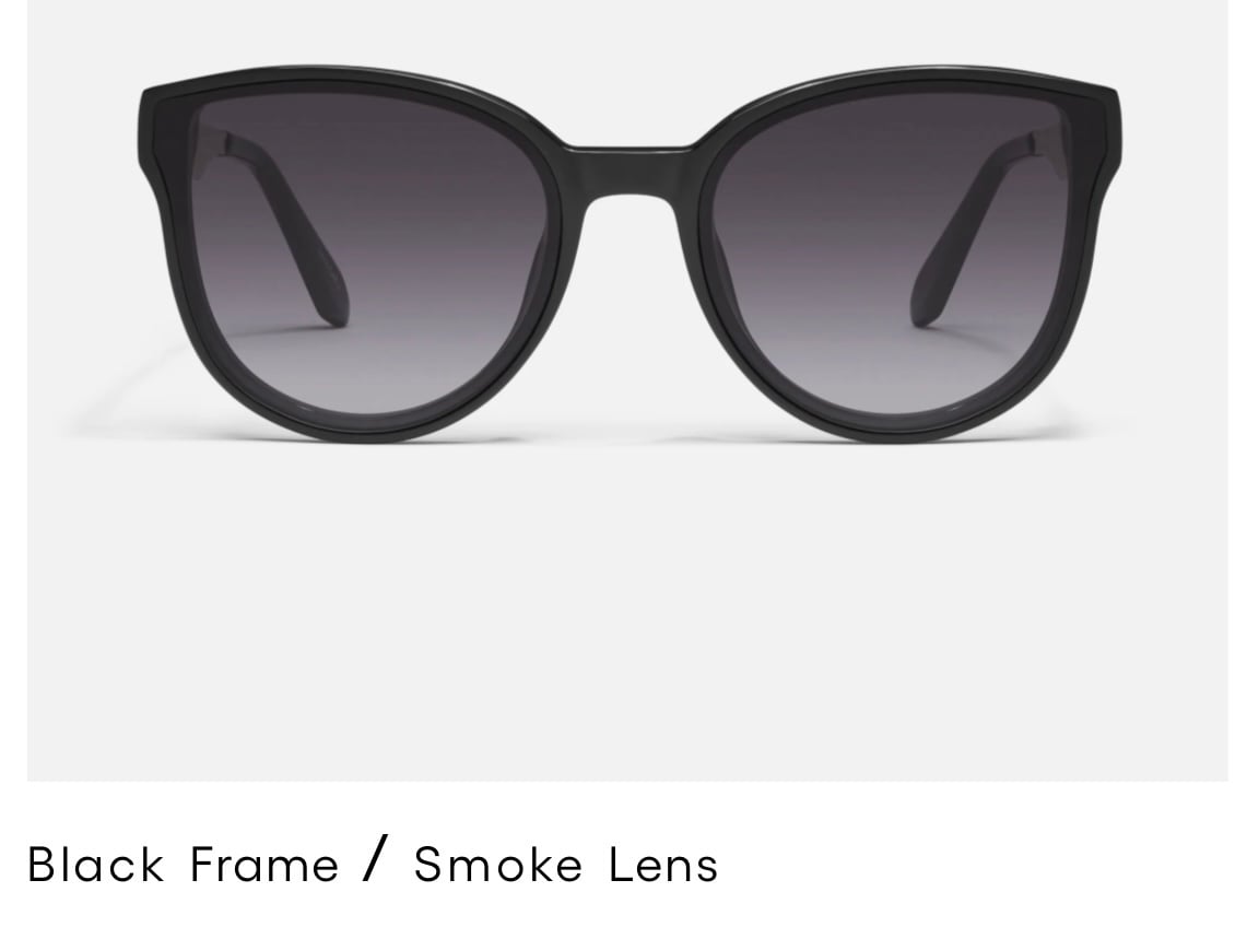 New Quay Australia Date Night Sunglasses Black Frame/Smoke Lens With Case