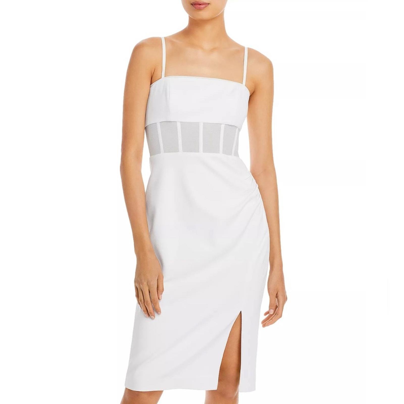 BCBGMaxazria STRAPLESS Illusion Waist Dress, White Size 10, Retail 298