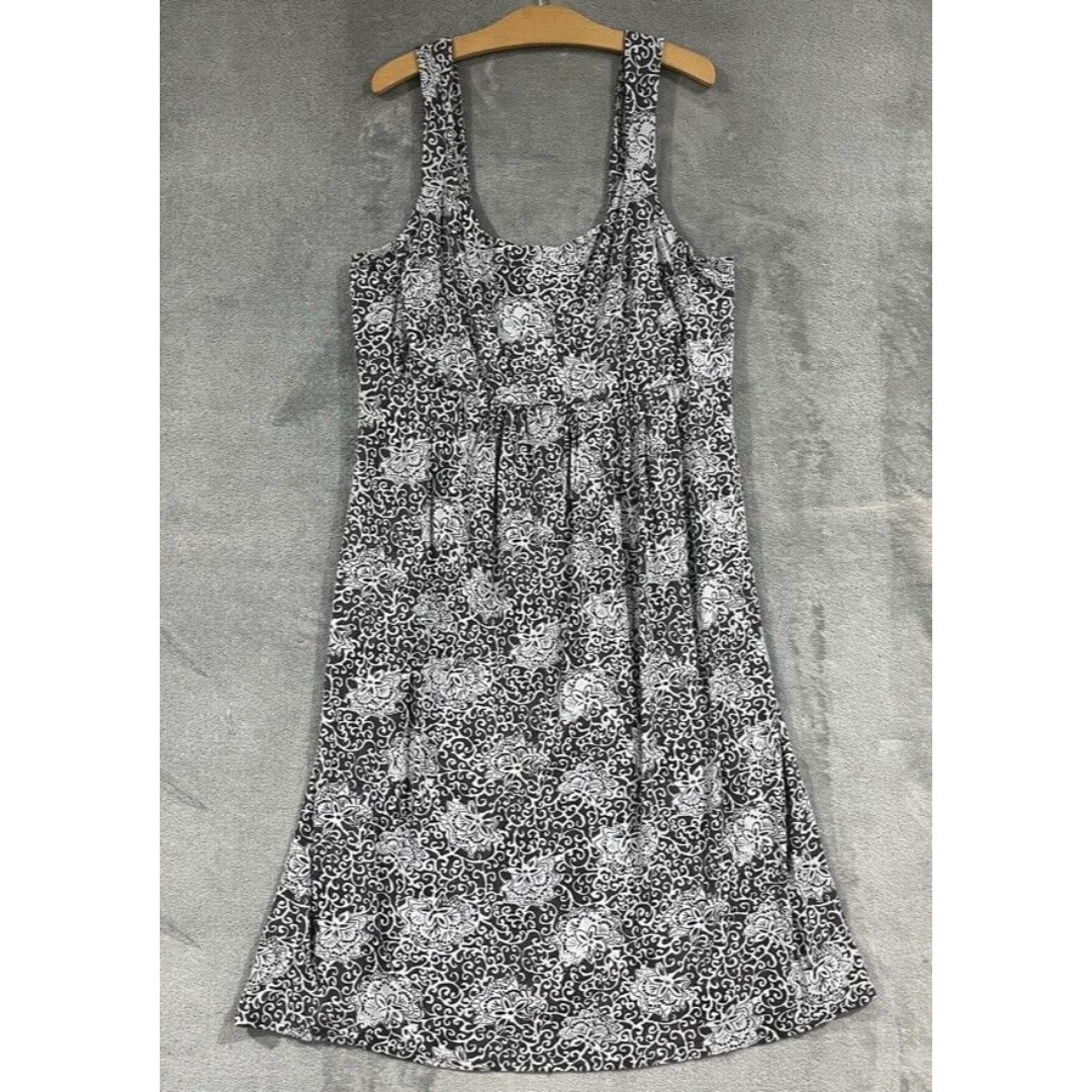 Fresh Produce Black Gray Sleeveless Floral Midi Dress Women's Size Plus Sz 2X