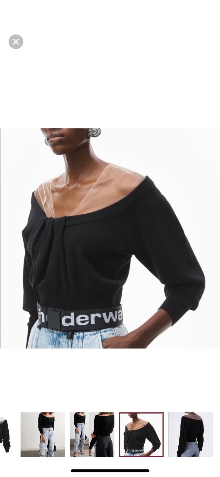 EUC Alexander Wang Black Illusion Tulle Yoke Pullover In Cashmere M 598