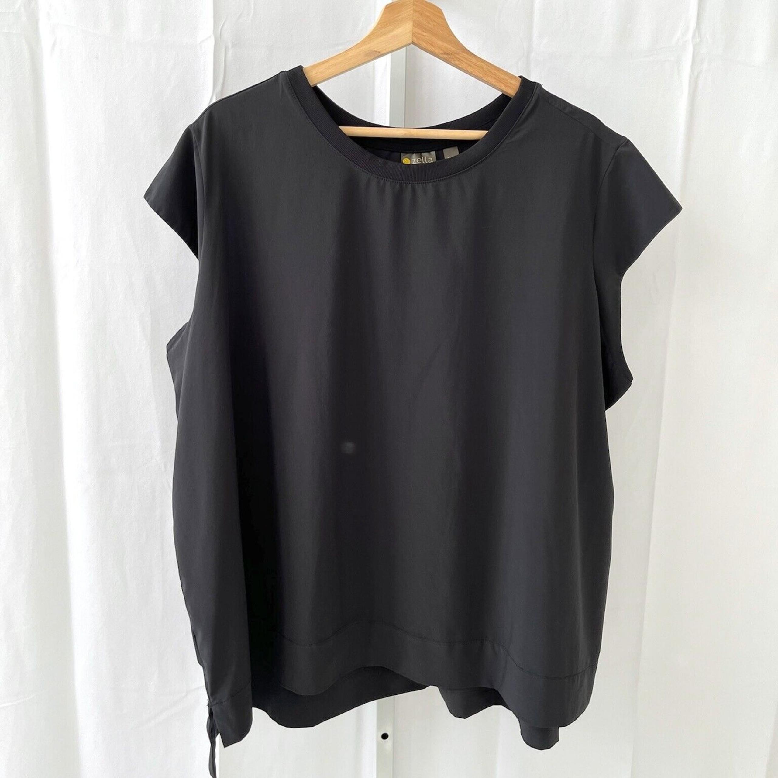 ZELLA Pursuit Cap Sleeve Top Crew Neck Workout Pullover Black Size 3X Plus