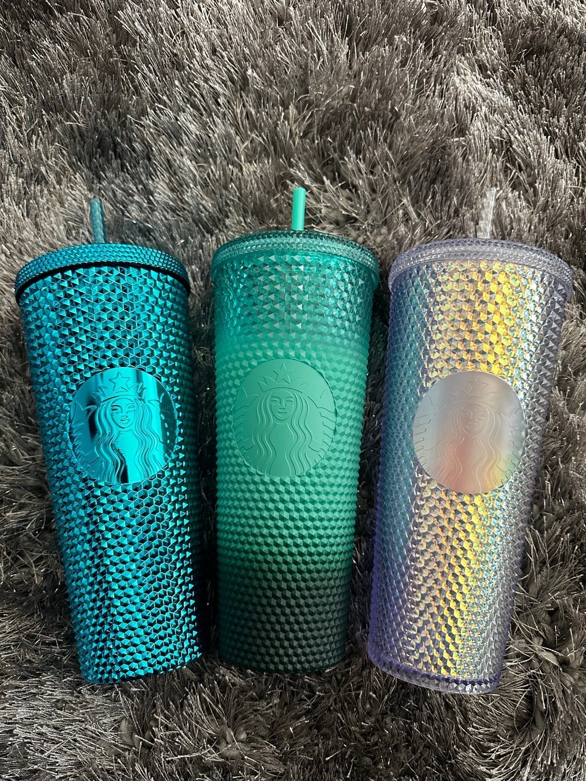 Starbucks teal blue splash, mint ombré waxberry & unicorn iridescent studded