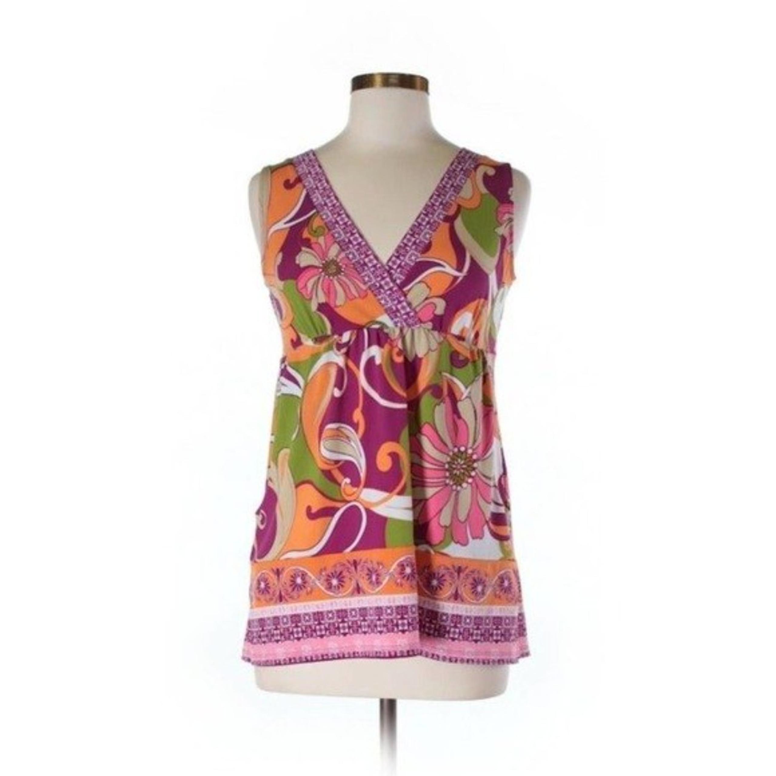 Axcess Womens Sleeveless Surplice Top Mod Print Size Small Halloween