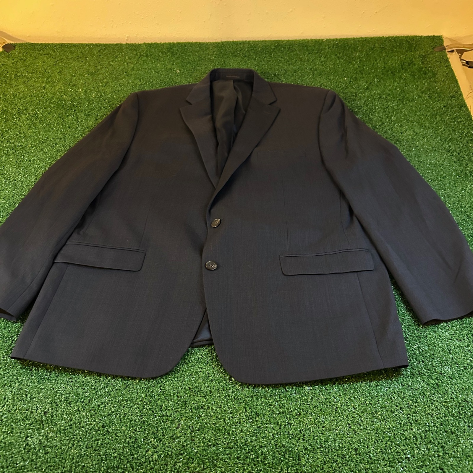 Chaps Blazer Sport Coat Two Button Suit Jacket Business Career Wool Blue Men 46R