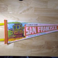 Vintage Cable Car San Francisco California Pennant Flag Felt Neon