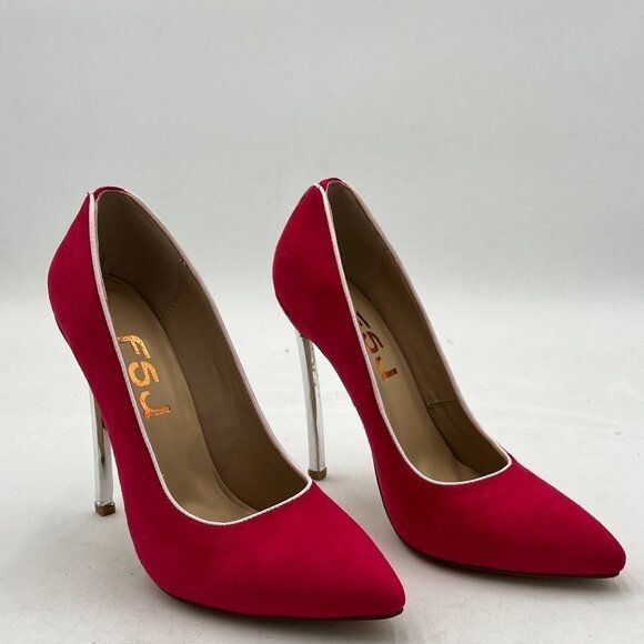 FSJ Women Stiletto High Heels Pumps Pointed Toe Slide Formal Party Evening Dress