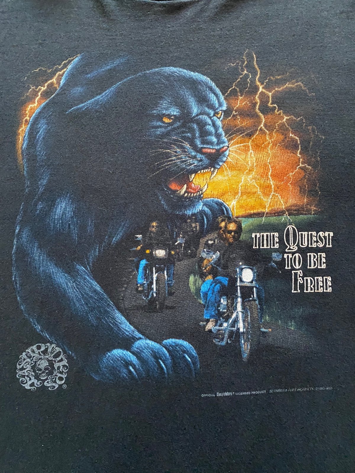 vintage 90’s 3D emblem EZ rides Black T XL RARE!
