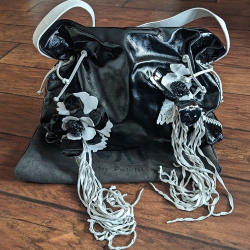 Chi by Falchi Tassel Lambskin Patent Leather Slouch Bag NWOT