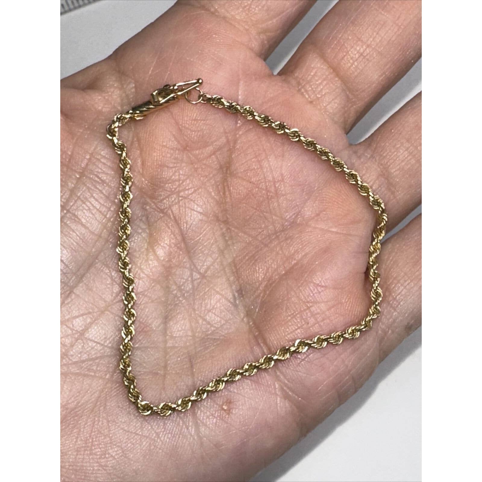 14k Yellow Gold Hollow Rope Bracelet 7 Barrel Clasp Stamped