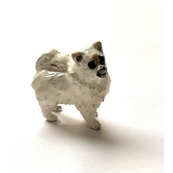 Erwin Pearl White Pomeranian Enamel Adorable Dog Pooch Pin Brooch