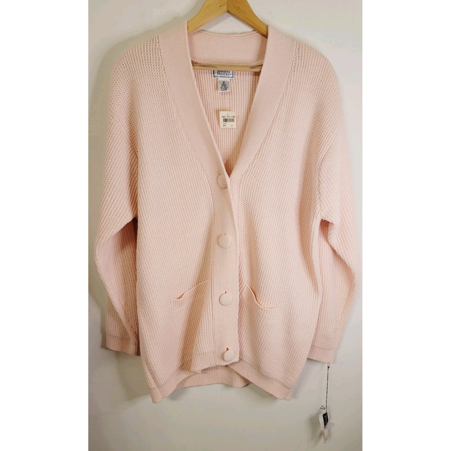 VTG Jennifer Moore Cardigan Extra Large Sweater Cable Knit Pink Button-Up NWT