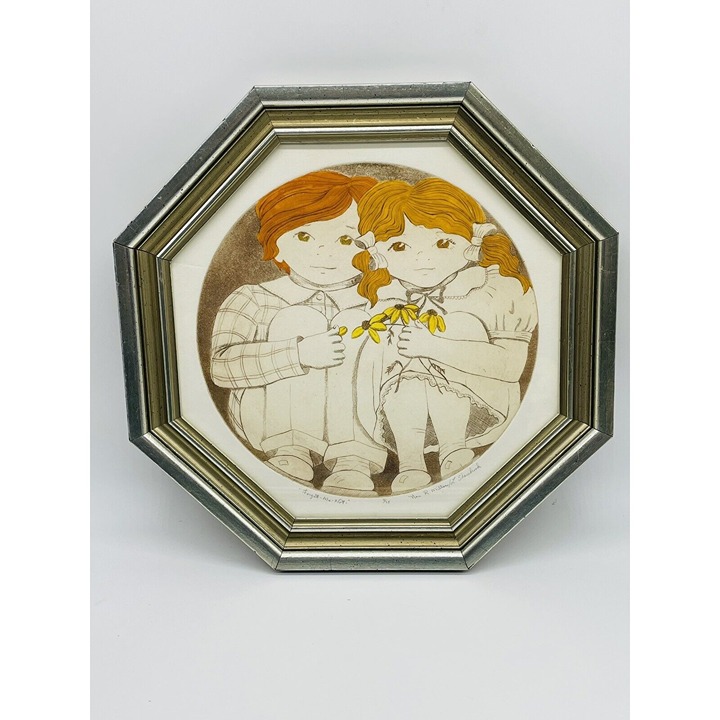 Vtg Nan R Miller/Shanebrook Signed “Forget Me Knots” RedHead Boy/Girl Numbered