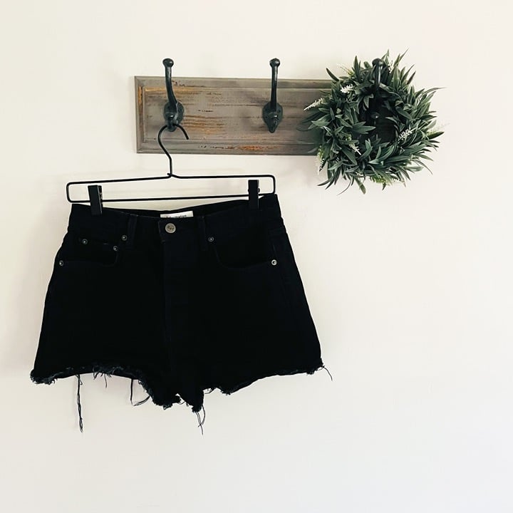 Reformation Black Dixie High Rise Jean Shorts 28