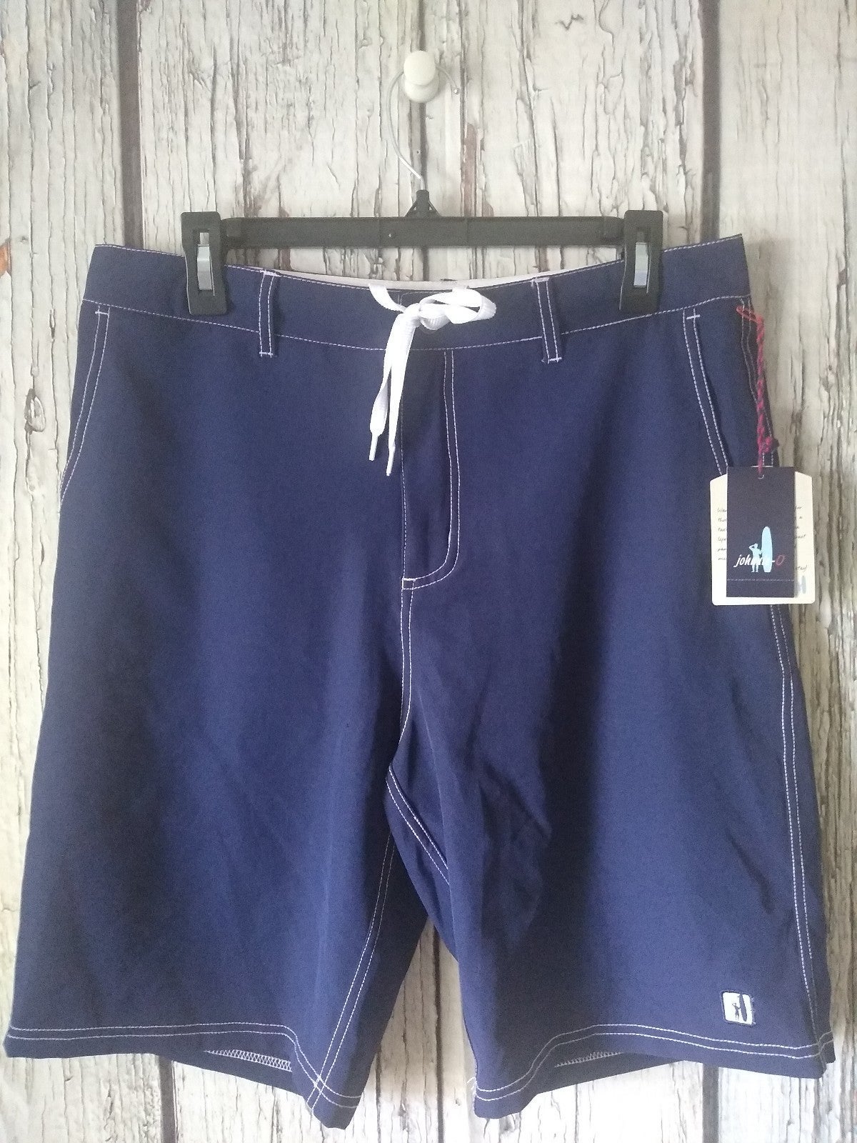 Johnnie-O West Coast Prep Blue Stitched Board Swim Trunk Shorts Size 30 NWT!
