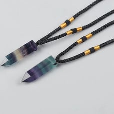 Rainbow Fluorite Pendant Necklace-Natural Gemstone Healing Balance Necklace